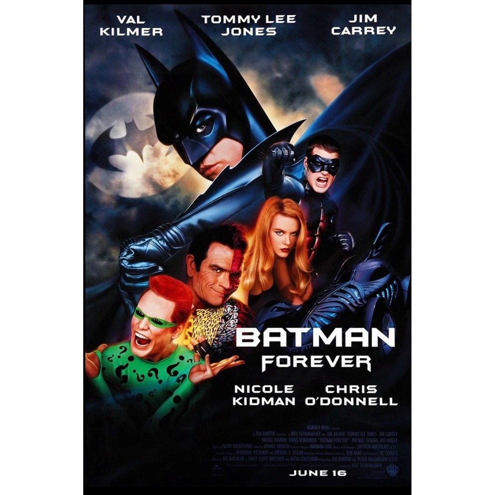 VINTAGE BATMAN FOREVER POSTER 35x23" 1995 VAL KILMER MOVIE WB SHRINK ROLLED